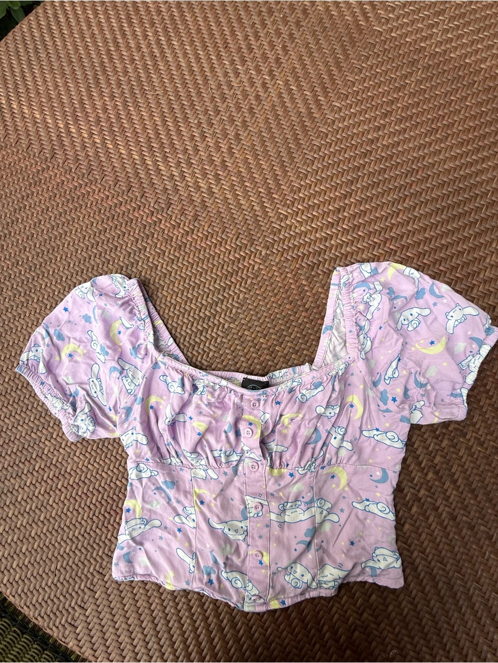 Cinnamoroll x Sanrio Puff Sleeve Top Size Small Pink Kawaii Anime Cottagecore